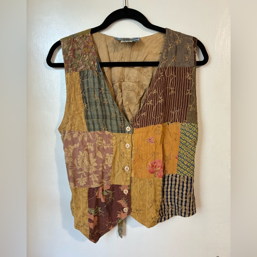 VINTAGE 90s Patchwork Print Vest